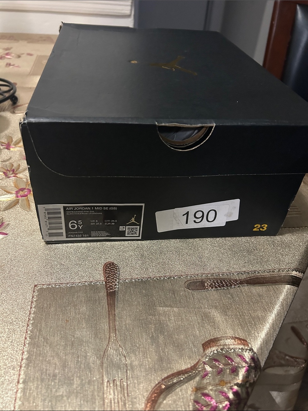 Jordan Black Shoe Storage Box with Gold Accents